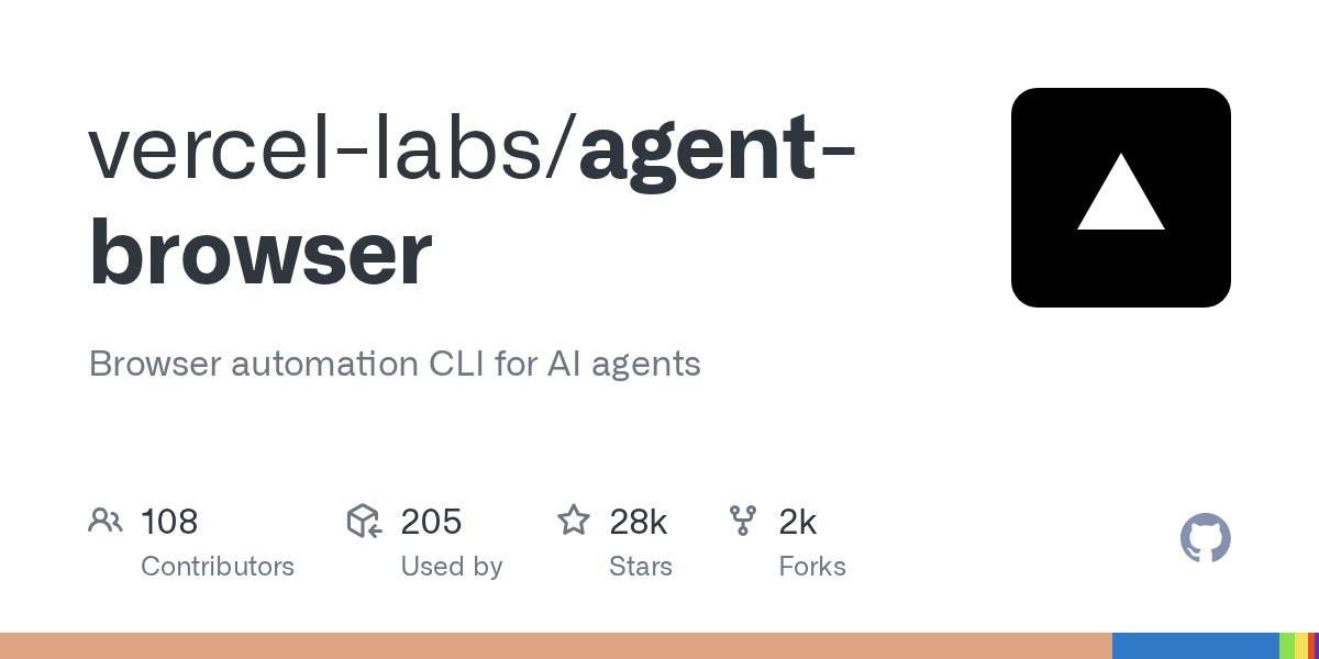 Vercel agent-browser GitHub repository