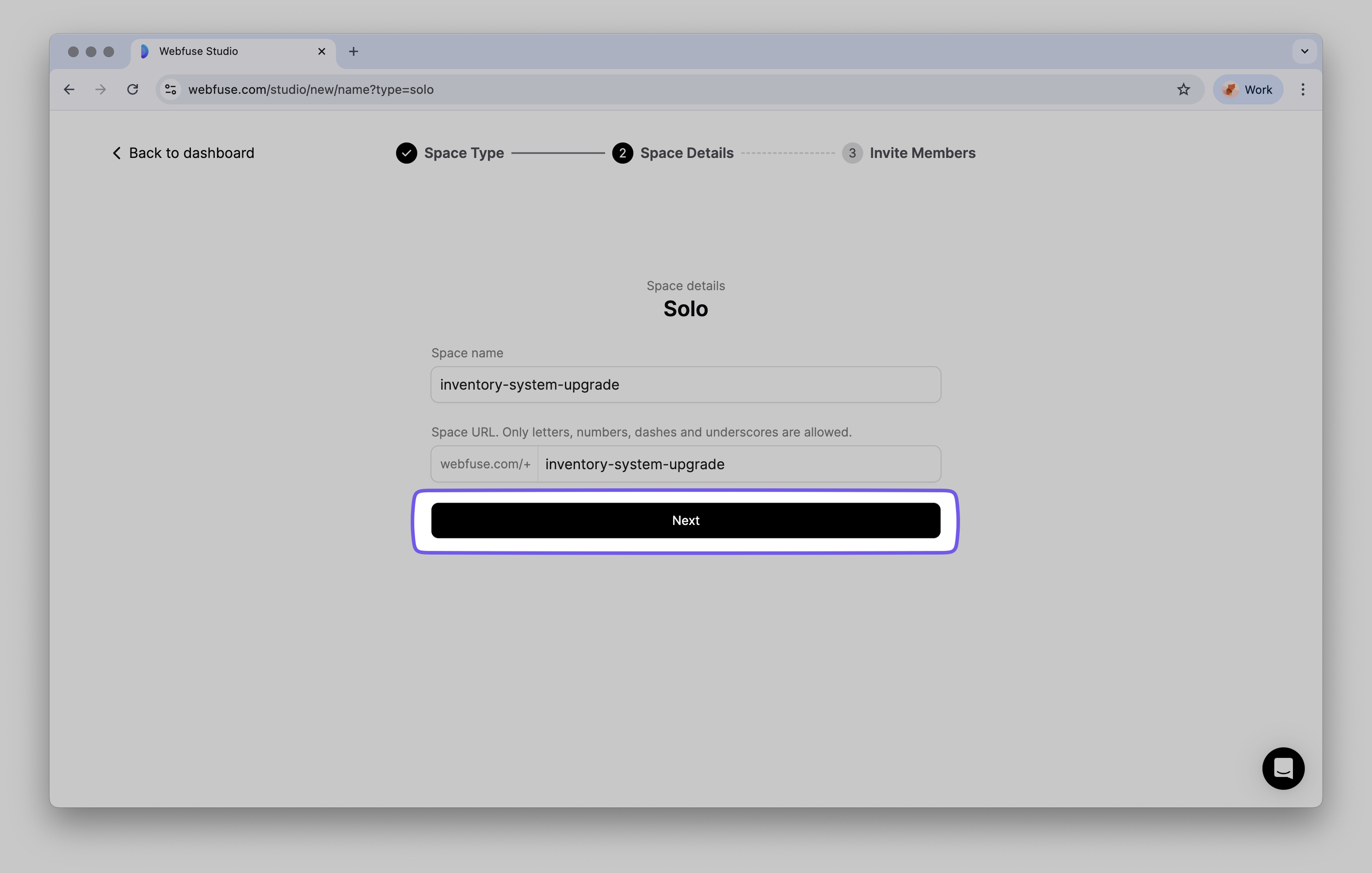 Configuring space details